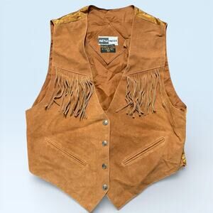 Mona Mode Vest Womens M Leather Fringe Western Cowboy Snap